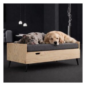 Cama para perro con espacio para organizar colchas y juguetes