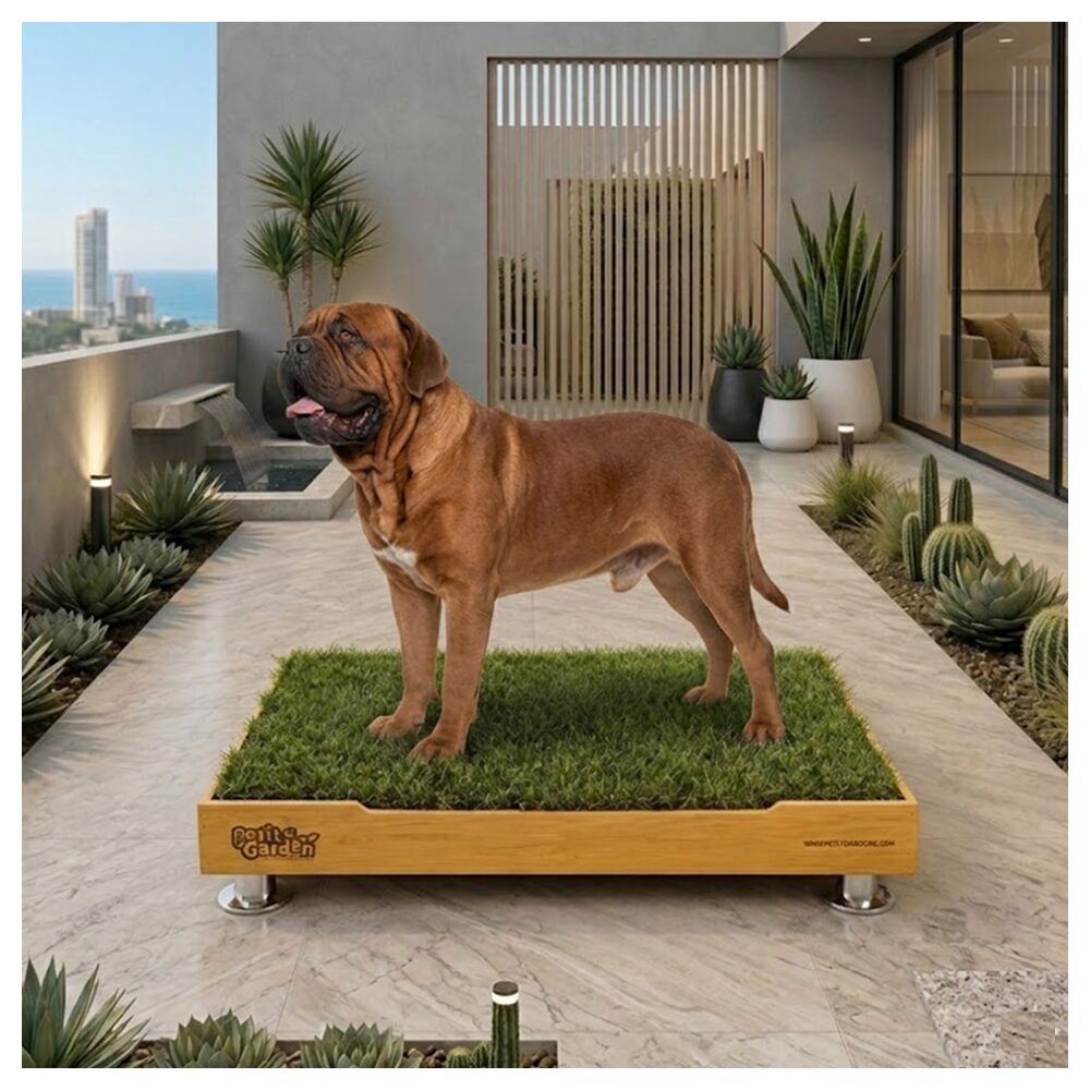 Sanitario de pasto natural con repuestos intercambiables base fija y tierra para perros grande de Petit Garden