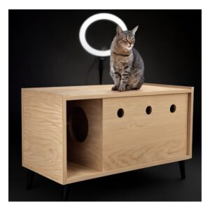 Mueble tipo baúl para arenero de gatos