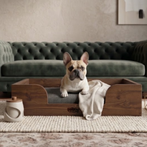 Cama de madera para perro mediano